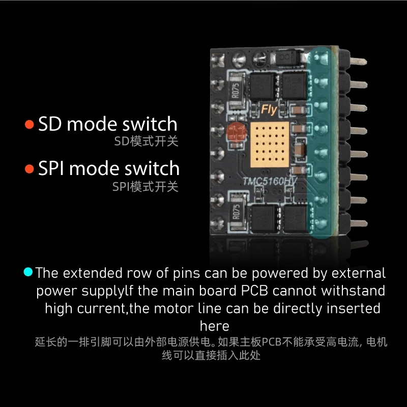 Mellow Fly TMC5160 HV 48V Max 4.4A Stepper Motor StepStick SPI Silent Driver For Gemini Super ?? Board 3D Printer Parts
