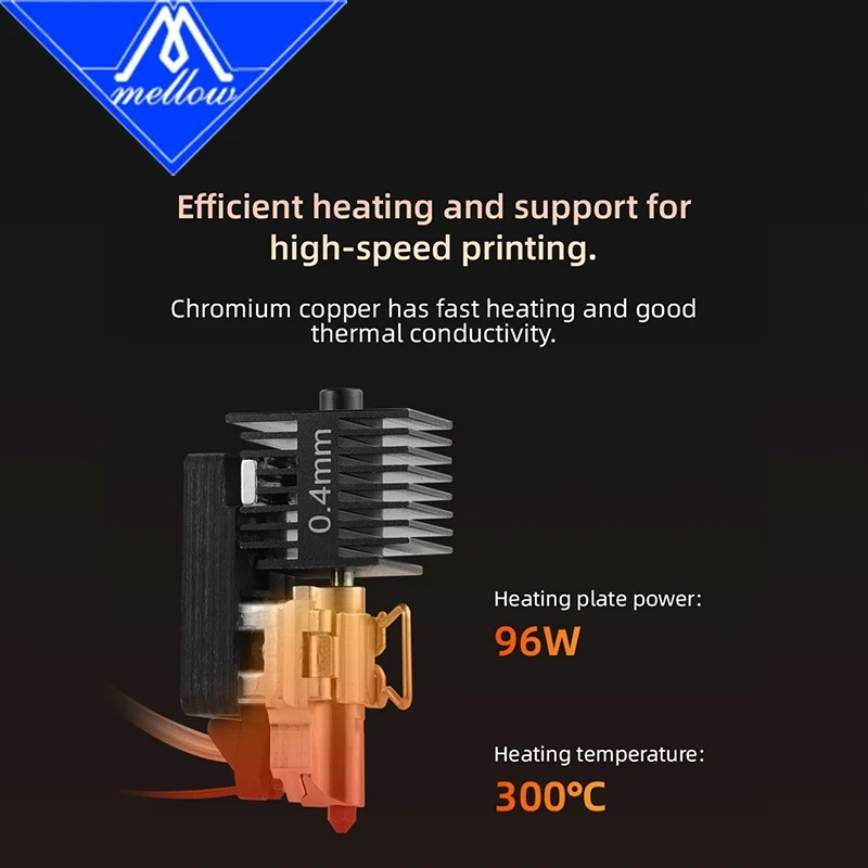 Mellow 24V 96W A1/A1 Mini Hotend Mounting & Heating Assembly Heatblock - 3D Printer Accessories For Bambu Lab A1/ A1 Mini