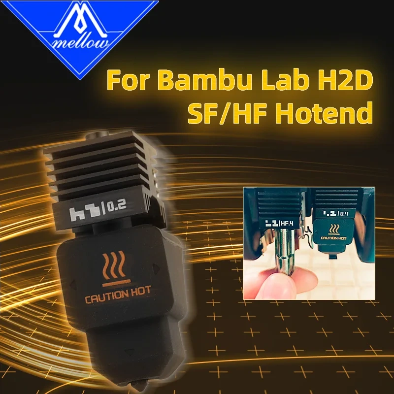 Mellow SF/HF H2D Hotend 0.2/0.4/0.6/0.8mm Hardened Steel Nozzle For Bambu Lab H2D 3D Printer Parts A1/A1 Mini