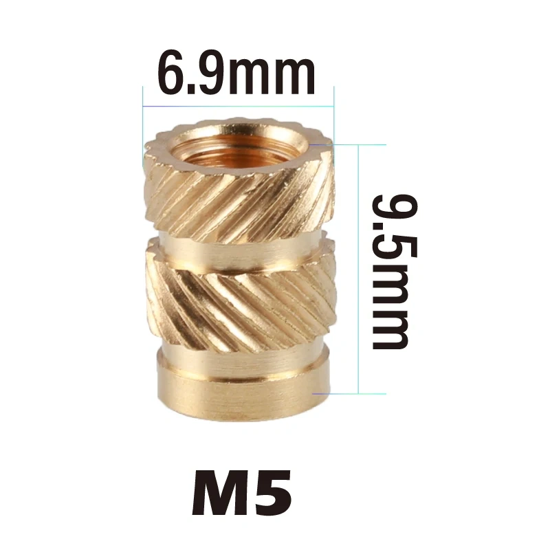 Mellow Brass Hot Melt Inset Nuts Heating Molding Copper Thread 3D Printer SL-type Double Twill Knurled Injection Brass Nut