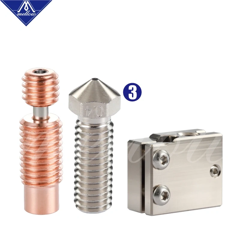 Mellow 3D Printer Volcano Heater Block + Volcano Nozzle + V6-Crazy Bimetal Heat Break For J-Head Hotend DDG Wind Extruder