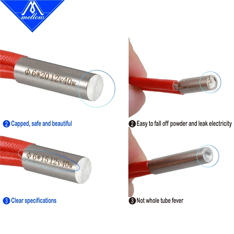 Mellow NEW!!!Reprap12V/24V 40W Simple replacement M6*20/15/30 A end line length Ceramic Heater Cartridge for 3D Printer Mendel