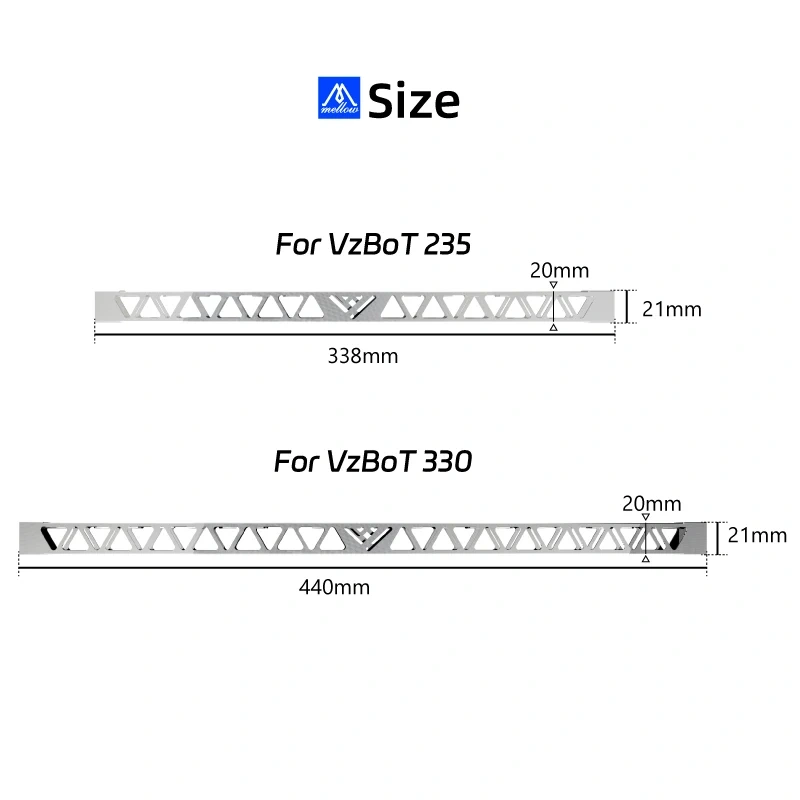 Mellow Custom VZBOT X-Gantry Rail Square Tube Lightweight High Flatness Suitable for VzBoT 235/330 3D Printer.