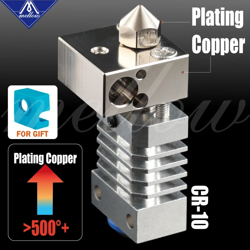 Mellow All Metal Cr10 Hotend Plated Copper Mk8 Nozzle & Heated Block 3D Printer J-head Hotend For Upgrade Ender 3 Micro Swiss