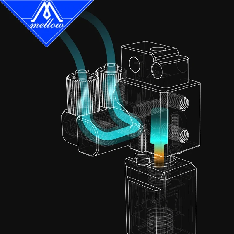 Mellow DIY FluxHeat Exturder & TZ Water Hotend For Upgrade Bambu Lab X1 X1C P1P P1S 3D Printer To Reduce Clogging