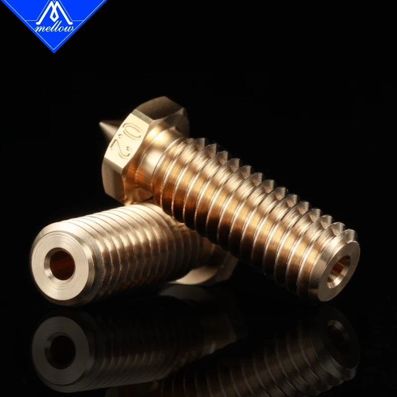 Mellow High Precision 1Pcs NF-Volcano 0.2MM/0.3MM M6 Brass Nozzle  For 3D printer 1.75MM Filament  Volcano Sidewinder X1
