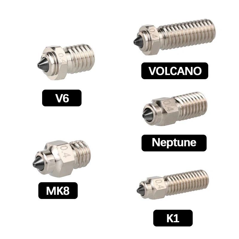 Mellow DLC Hardened Steel & Copper Wear Resistant Bimetal HC Nozzle For V6 / Volcano /Mk8 Hotend Neptune4 K1 Nozzle 3D Printer