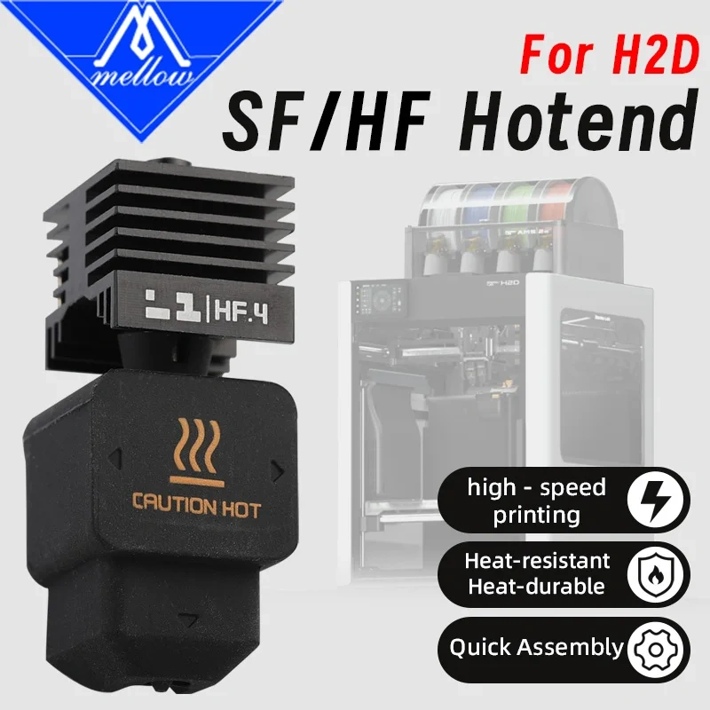 Mellow SF/HF H2D Hotend 0.2/0.4/0.6/0.8mm Hardened Steel Nozzle For Bambu Lab H2D 3D Printer Parts A1/A1 Mini