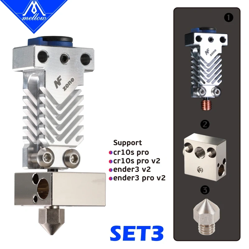 Mellow NF Zone-CR10S PRO Hotend Aerospace Materials For Creality  CR10S PRO Micro Swiss MK8 Nozzle 3D Printer Parts
