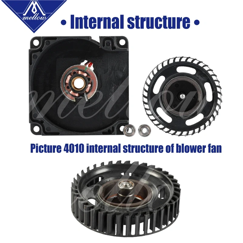Mellow 1pcs Dual Ball Bearing 4010 Fan for 3D Printer 12V/24V Small Cooling Extruder Hotend Special 2-Wire Design