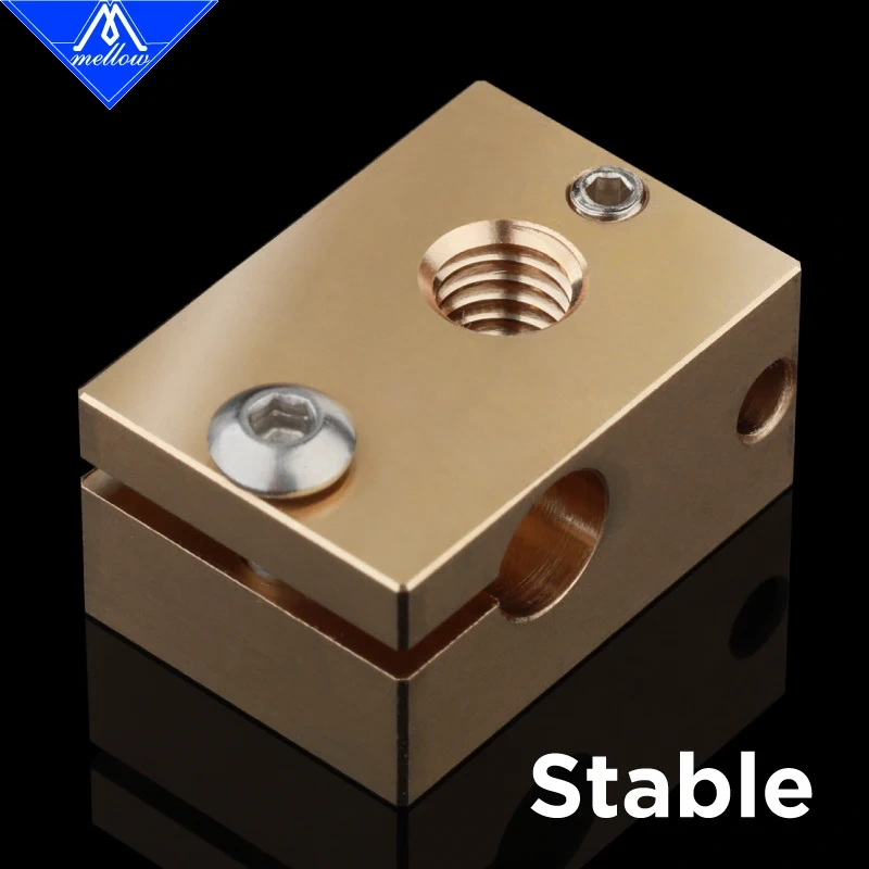 Mellow 1Pcs High Quality All-metal Dual Extrusion E3D V6 Brass Heater Block For High Temperature Pt100 J-head 3d Printer  Hotend