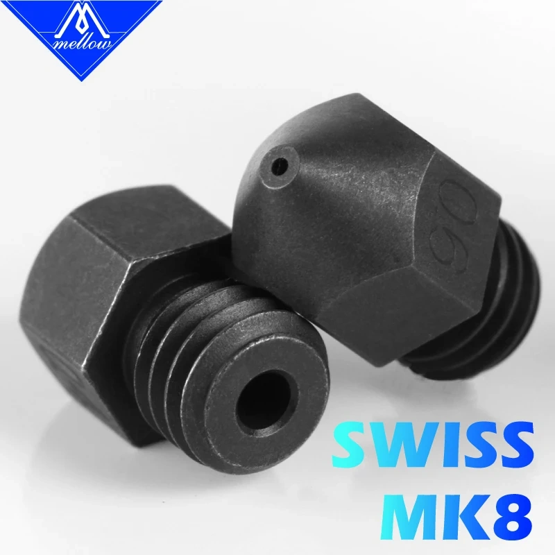 Mellow Top Swiss MK8 Hardened Steel Nozzle M6 Thread 1.75MM Filament For Cr10 Ender 3 3D Printer Hotend Print Carbon Fiber