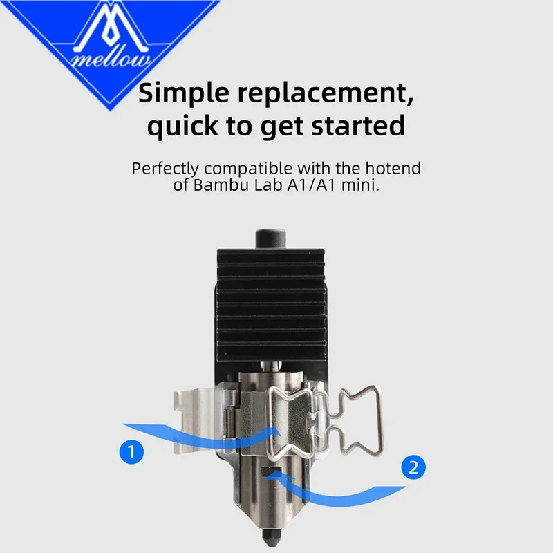 Mellow 24V 96W A1/A1 Mini Hotend Mounting & Heating Assembly Heatblock - 3D Printer Accessories For Bambu Lab A1/ A1 Mini