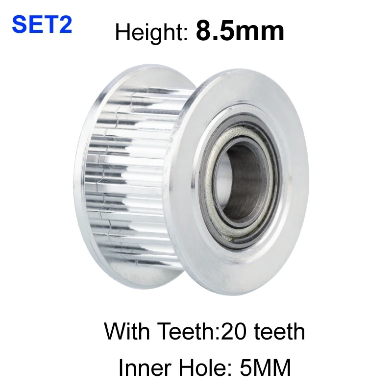 Mellow 1Pcs 20T 8.5MM Height GT2 Idler 20 Tooth Wheel Bore 5mm For High Matching Low Vibration Gates 6MM 2GT Timing Belt
