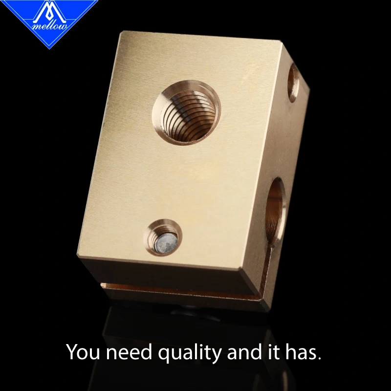 Mellow 1Pcs High Quality All-metal Dual Extrusion E3D V6 Brass Heater Block For High Temperature Pt100 J-head 3d Printer  Hotend