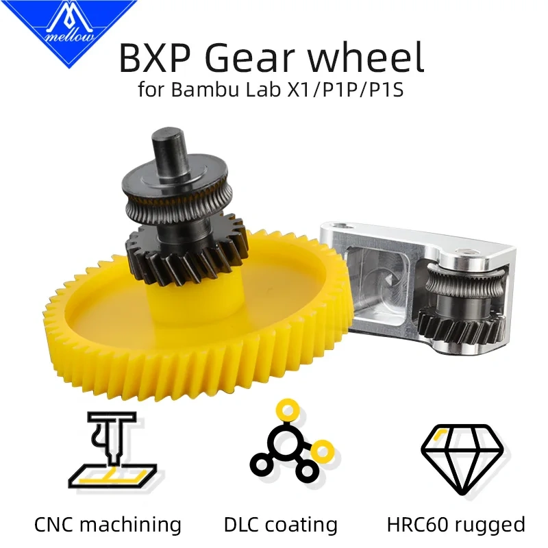 Mellow High Quality CNC Nanocoated DLC BXP Gear Kit For Bambu X1/X1C/P1P/P1S Extruder 3D Printer Parts For Carbon Fiber Filament