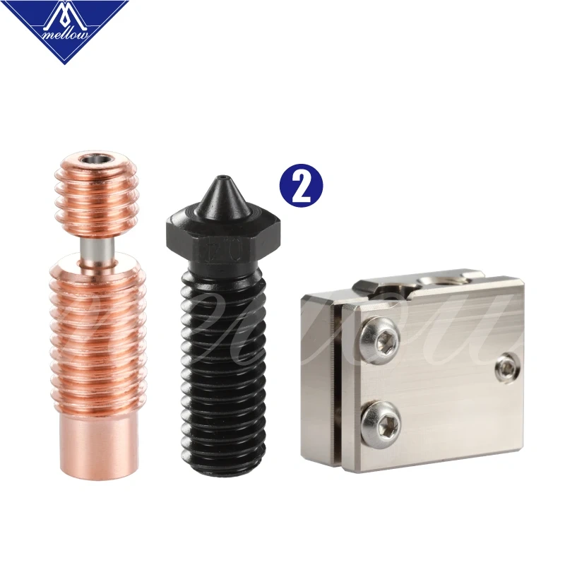 Mellow 3D Printer Volcano Heater Block + Volcano Nozzle + V6-Crazy Bimetal Heat Break For J-Head Hotend DDG Wind Extruder