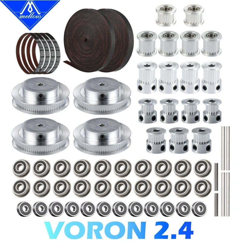Mellow 3D Printer VORON 2.4 R2 Motion Kit Gates GT2 LL-2GT Timing Belt High Match 2GT Tooth Pulley Shaft Bearing 625 F695 Parts
