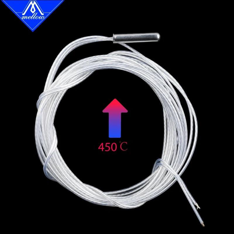 Mellow High Temperature PT1000 Thermistor Cartridge 450 C For Voron Klipper V6 Volcano Dragon Crazy Hotend Heat Block PEEK PEI