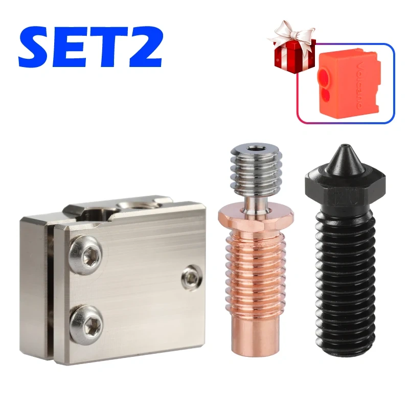 Mellow 3D Printer V6-TCrazy Bimetal Heat Break+Volcano Heater Block+Volcano Nozzle For J-Head HOTEND Titan Aero DDG Wind
