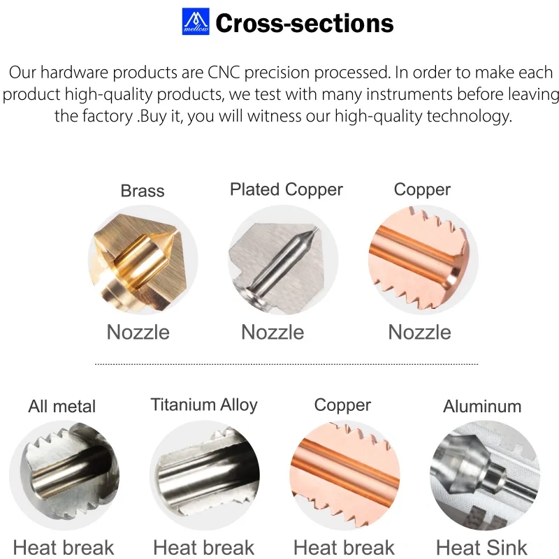 Mellow NF V6 nozzle Bimetallic Copper&Hardened steel  3D printer parts DLC nozzles 3d prints