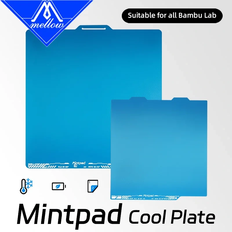 Mellow MintPad Cool Plate Build Surface for Bambu Lab X1 P2S P1S P1P A1 H2D 3D Printer Low Temp Adhesion Dual-Sided Flexible Bed