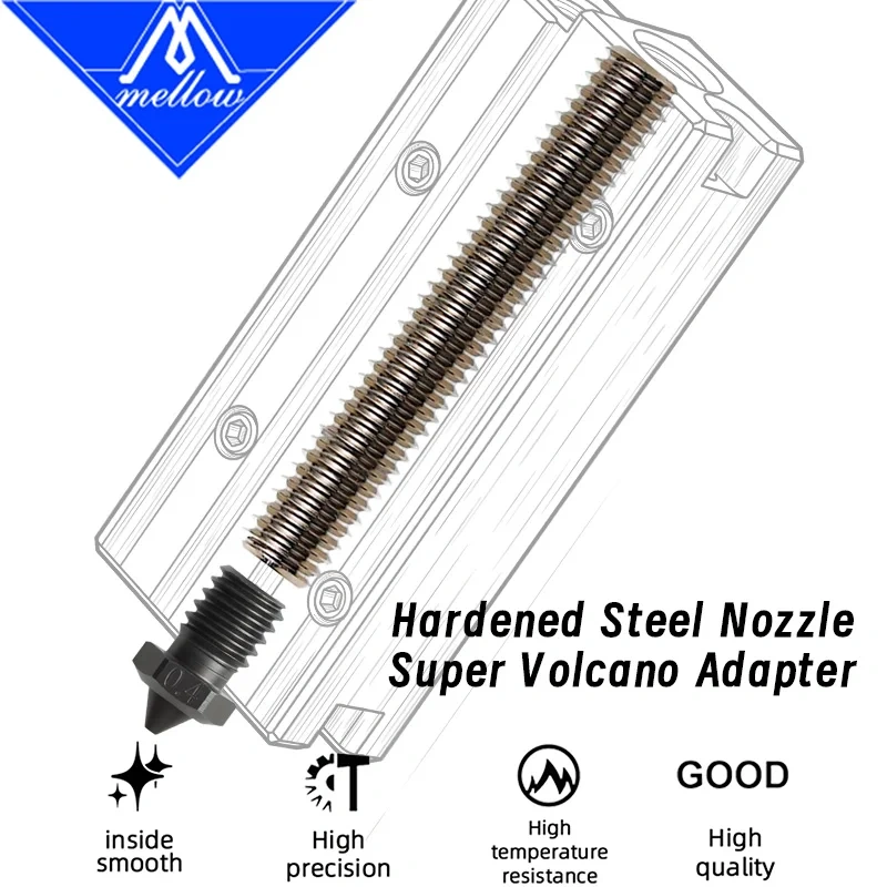Mellow Copper Super Volcano Adapters 1.75mm V6 Nozzle Hardened Steel For Super Volcano Heating Block