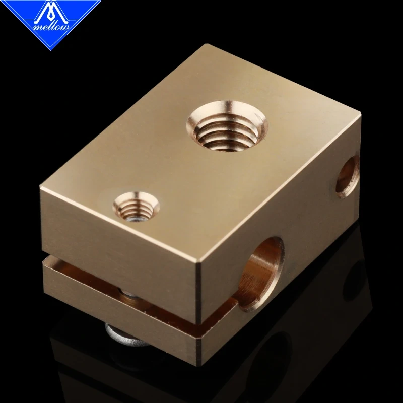 Mellow 1Pcs High Quality All-metal Dual Extrusion E3D V6 Brass Heater Block For High Temperature Pt100 J-head 3d Printer  Hotend