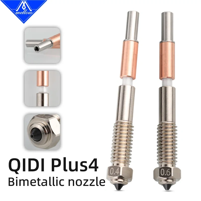 Mellow 3D Printer QIDI Plus4 Bimetal Nozzle With Ceramic Insulation – Integrated Design For Quick Removal & Easy Replacement