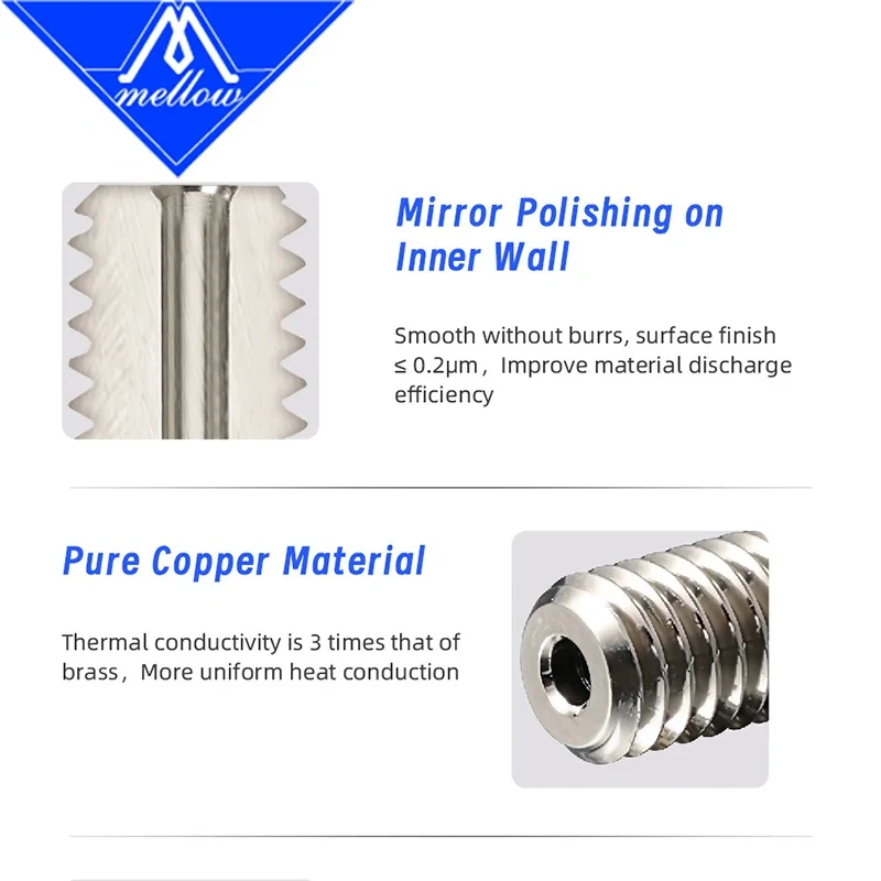 Mellow Copper Super Volcano Adapters 1.75mm V6 Nozzle Hardened Steel For Super Volcano Heating Block