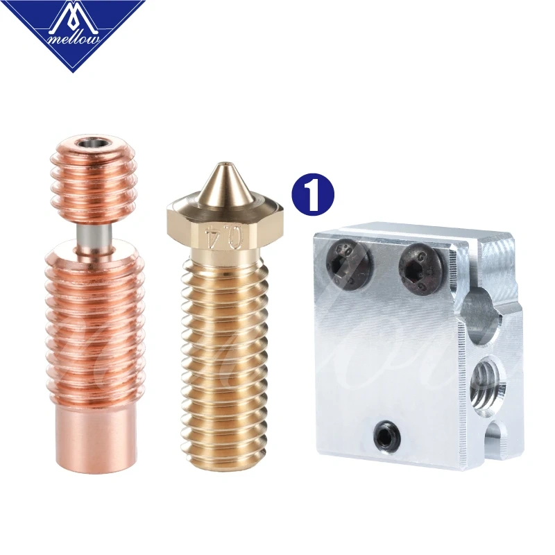 Mellow 3D Printer Volcano Heater Block + Volcano Nozzle + V6-Crazy Bimetal Heat Break For J-Head Hotend DDG Wind Extruder