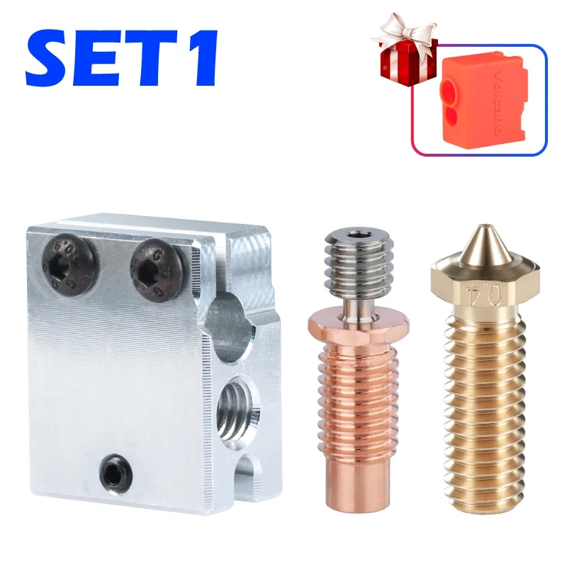 Mellow 3D Printer V6-TCrazy Bimetal Heat Break+Volcano Heater Block+Volcano Nozzle For J-Head HOTEND Titan Aero DDG Wind