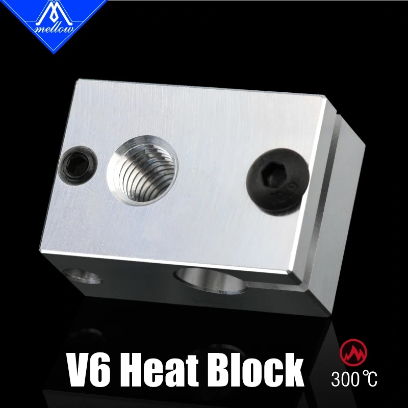 Mellow 1Pcs Aluminum V6 Heater Block HotEnd For PT100 Sensor Cartridge Themocouple &Thermistor For 3D Printer Extruder Parts