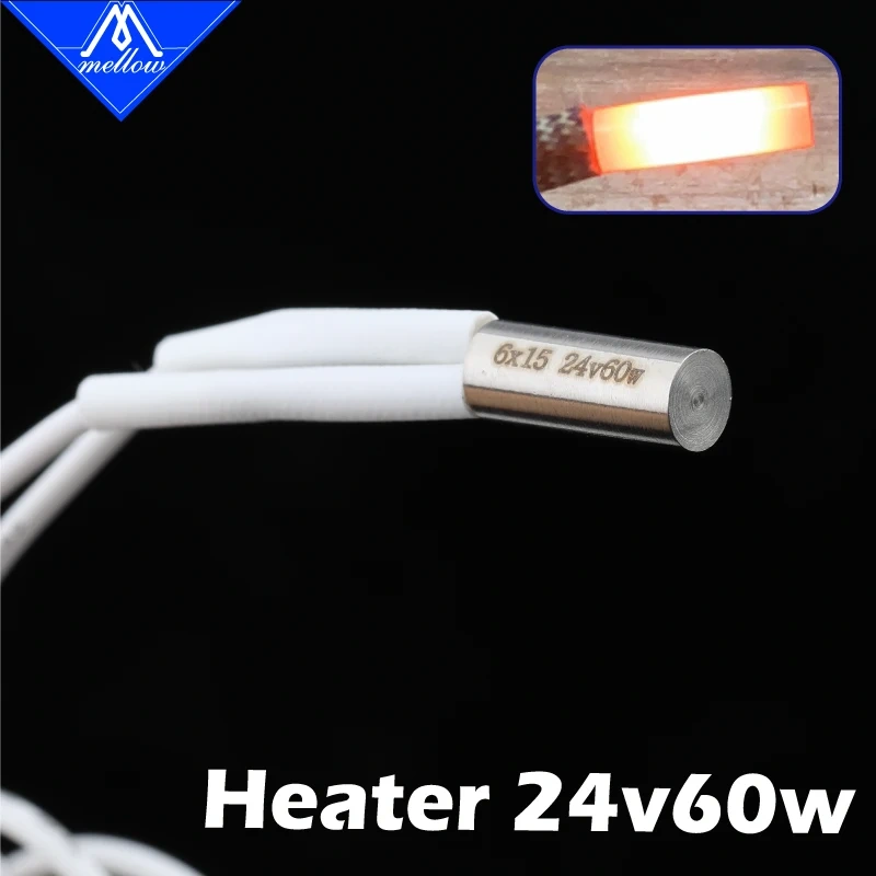 Mellow 1Pcs 24V 60W 6*15MM Ceramic Cartridge Heater Heating Tube For 3D Printer Parts  E3DV6 J-Head / Phaetus Dragon HotEnd