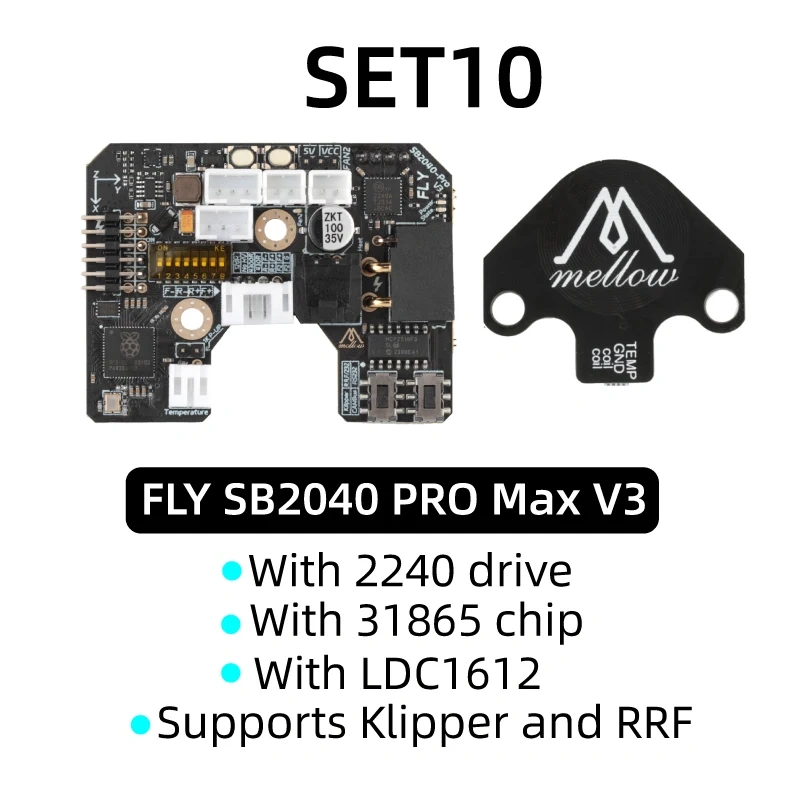 Mellow Fly-SB2040 V3 Board For Voron 2.4 R2 Trident Stealthburner CW2 Extruder Klipper RRF Eddy Canbus HeadTool PT1000 / PT100