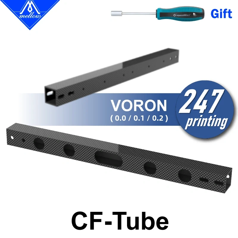 Mellow Carbon Fiber Roll-Wrapped Twill Square TubeFor Lightweight Voron V0.1/V0.2 3D Printer - 1Pcs Voron0-CF-Tube Drilling