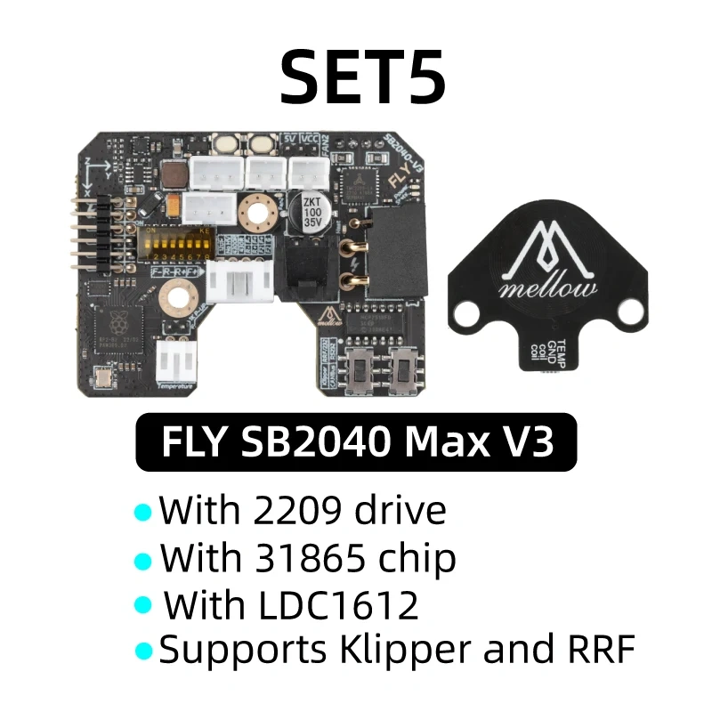 Mellow Fly-SB2040 V3 Board For Voron 2.4 R2 Trident Stealthburner CW2 Extruder Klipper RRF Eddy Canbus HeadTool PT1000 / PT100