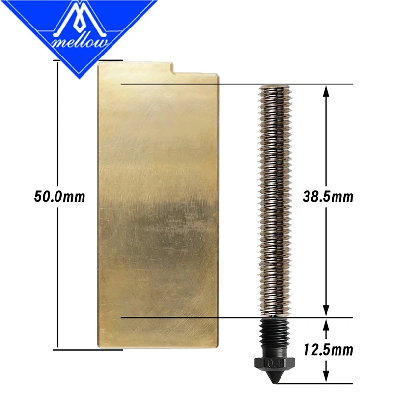 Mellow Copper Super Volcano Adapters 1.75mm V6 Nozzle Hardened Steel For Super Volcano Heating Block