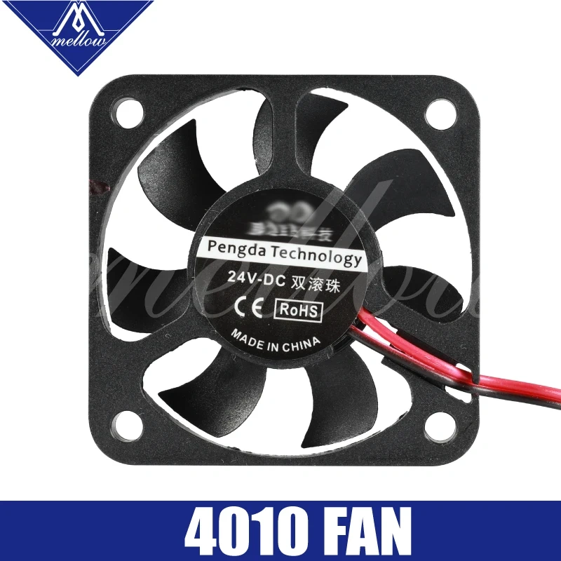 Mellow 1pcs Dual Ball Bearing 4010 Fan for 3D Printer 12V/24V Small Cooling Extruder Hotend Special 2-Wire Design