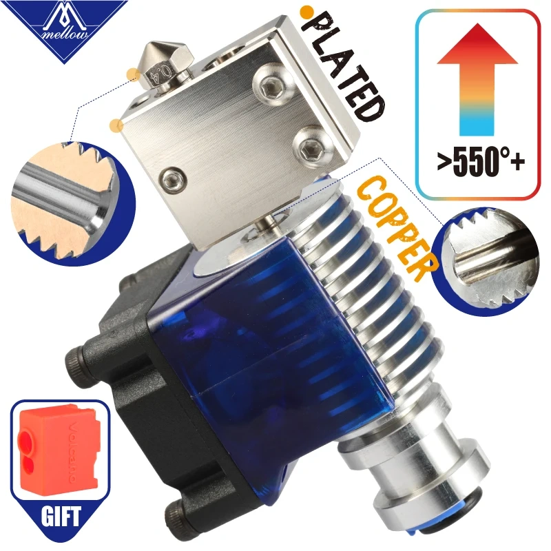 Mellow 12v/24v Nf-v6 Plated Copper Volcano Hotend Remote Bowen Print J-head Hotend Full Kit For 3D Printer  Hotend For Pt100