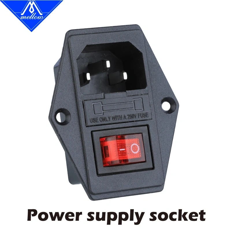 1PCS 3D printer parts 10A 250V  3 in 1 Fuse Power switch AC power outlet For Makerbot/Ultimaker 2/RepRap