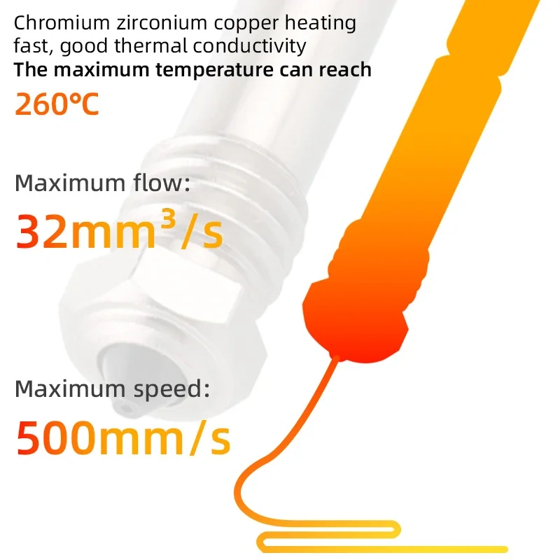 Mellow TZ4.0 Premium Hotend For Bambu Lab X1/P1P/P1S Upgrade 3D Printer: High-Flow Hardened Steel Nozzle With 80W Ceramic Heater