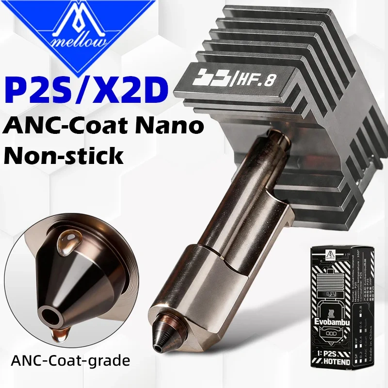 Top Quality Mellow SF/HF ANC-Coat Nano Non-stick Hotend Hardened Steel Nozzle For Bambu Lab P2S/H2D 3D Printer Parts A1/A1 Mini