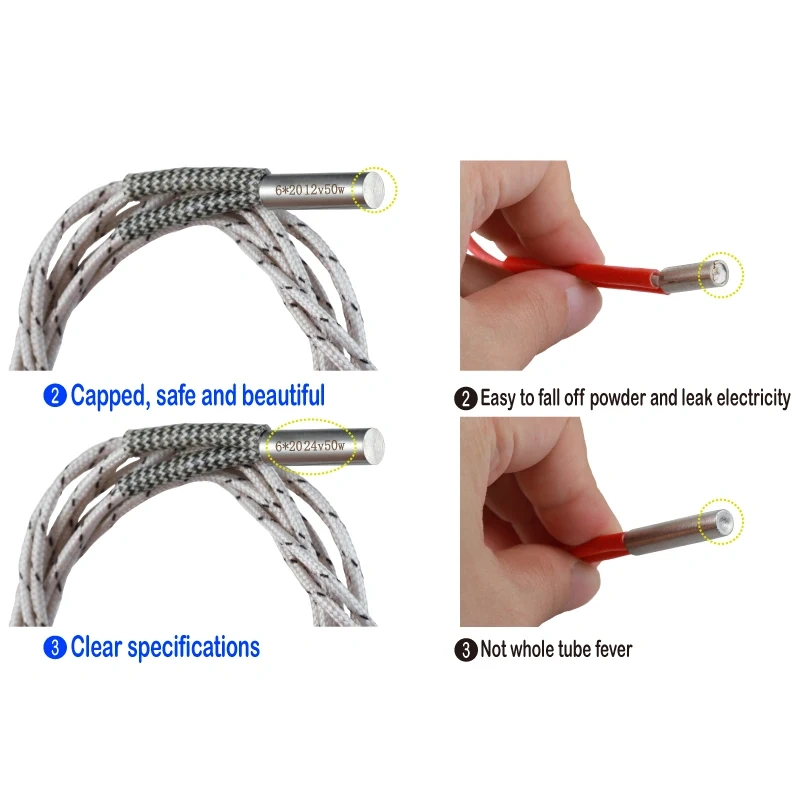 Mellow 1pcs 3D Printer Parts  Reprap Ender 3  v6 Heating Tube 12V 24V 50W Ceramic Cartridge Heater for HotEnd J-Head 6*20mm