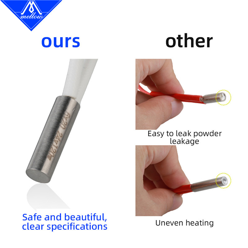 Mellow 1pcs 3D Printer Parts Heating Tube 6*20mm 12V 24V 70W Ceramic Cartridge Heater for Mk8 cr10 Ender 3 v6 HotEnd J-Head