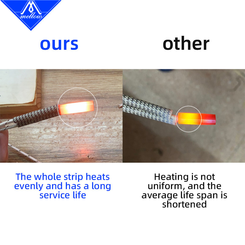 Mellow 1pcs 3D Printer Parts Heating Tube 6*20mm 12V 24V 70W Ceramic Cartridge Heater for Mk8 cr10 Ender 3 v6 HotEnd J-Head