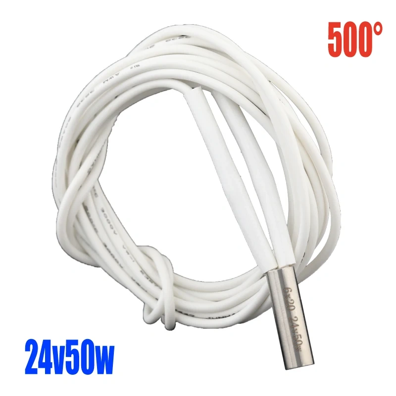 Mellow 1pcs 3D Printer Parts  Reprap Ender 3  v6 Heating Tube 12V 24V 50W Ceramic Cartridge Heater for HotEnd J-Head 6*20mm