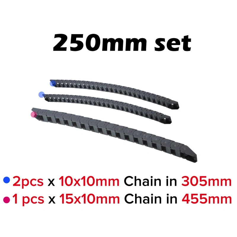 Mellow High Quality Nylon 250-350mm VORON 2.4 Cable Chains Set black Openning Type Wire Chains For 3D Printer