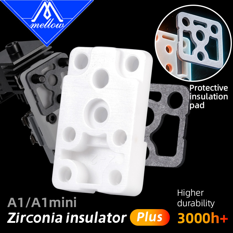 Mellow For Bambu Lab A1/A1 Mini Zirconia Insulator Plus Kit with Heat Insulation Pad For H2D Hotend Left Mounting Base