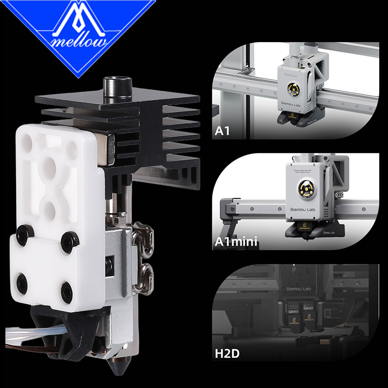 Mellow For Bambu Lab A1/A1 Mini Zirconia Heating Assembly Plus Kit with Heat Insulation Pad for For H2D Hotend Left Mounting Base